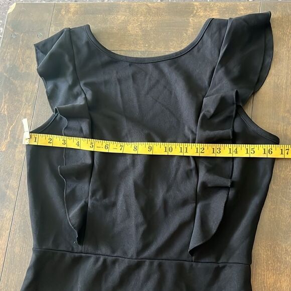 Ruffle Sleeve Wedding Guest Formal Bodycon Mermaid Evening Party Midi Dress - Picture 4 of 15